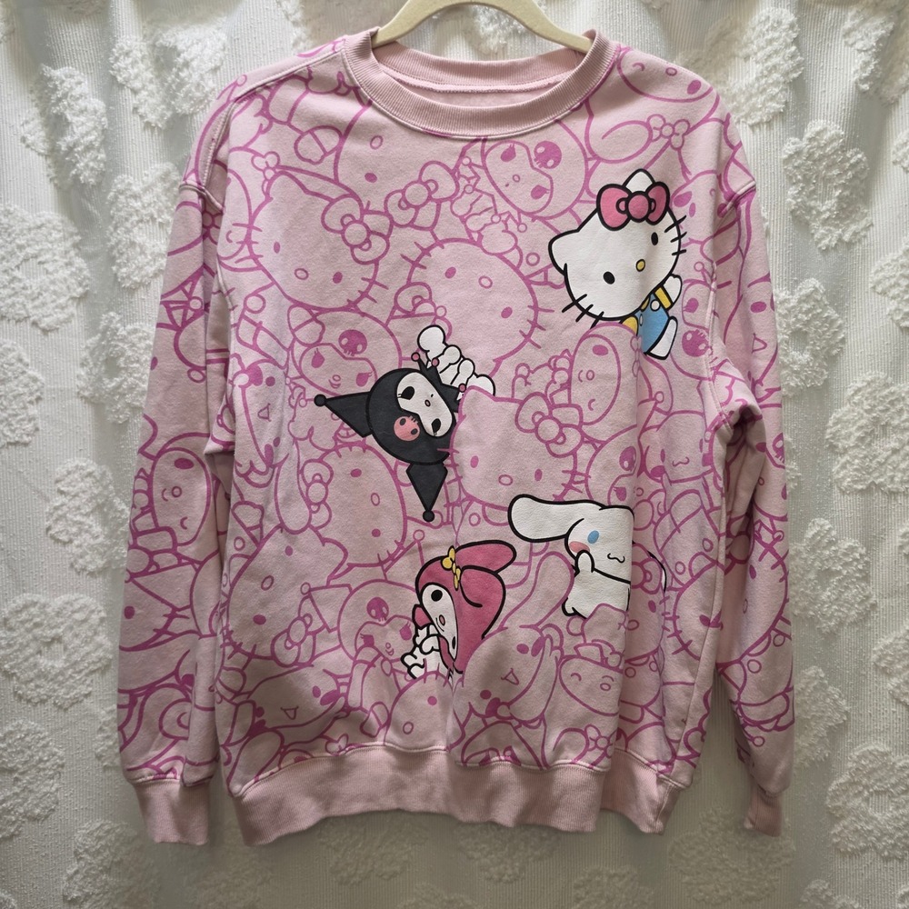 Sanrio Hello Kitty and Friends Pink All Over Print Sweatshirt Kuromi 1X